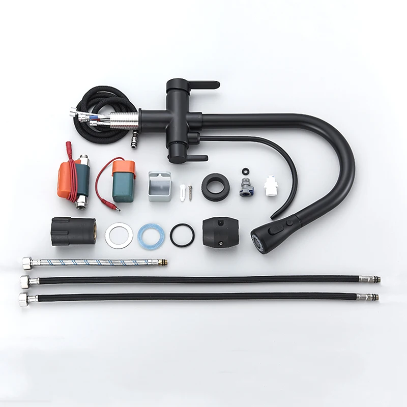 Матовый черный сенсорный кухонный кран с функцией чистой воды двойной ручкой