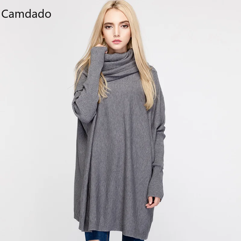 

Fashion Long Sleeves Sweaters Women's Loose High Scarf Neck Pullover Loose Knitted Top 2021 Autumn Winter Sweater Outwear