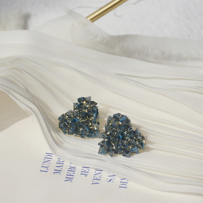 

Vintage Exquisite 14k Real Gold Jewelry Small Gravel Heart Earrings for Women Luxury AAA Zircon Stud S925 Silver Needle Hot Gift