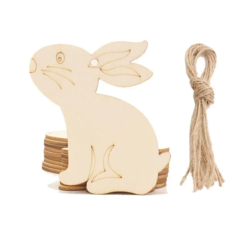 30pcs Assorted Shape Easter Pendants Delicate Wooden DIY Hanging Chips Hand Painting Hubs for Home School with Ropes | Дом и сад