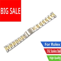 carlywet 13 17 19 20mm watch band strap stainless steel silver watchband oyster bracelet for rolex submariner datejust seiko