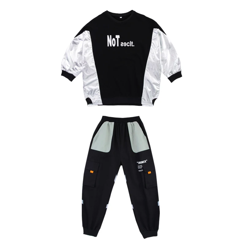 

Children'S Jazz Catwalk Performance Clothes Boys/Girls Hip Hop Long Sleeve Suit Kids Modern Street Dance Stage Costumes