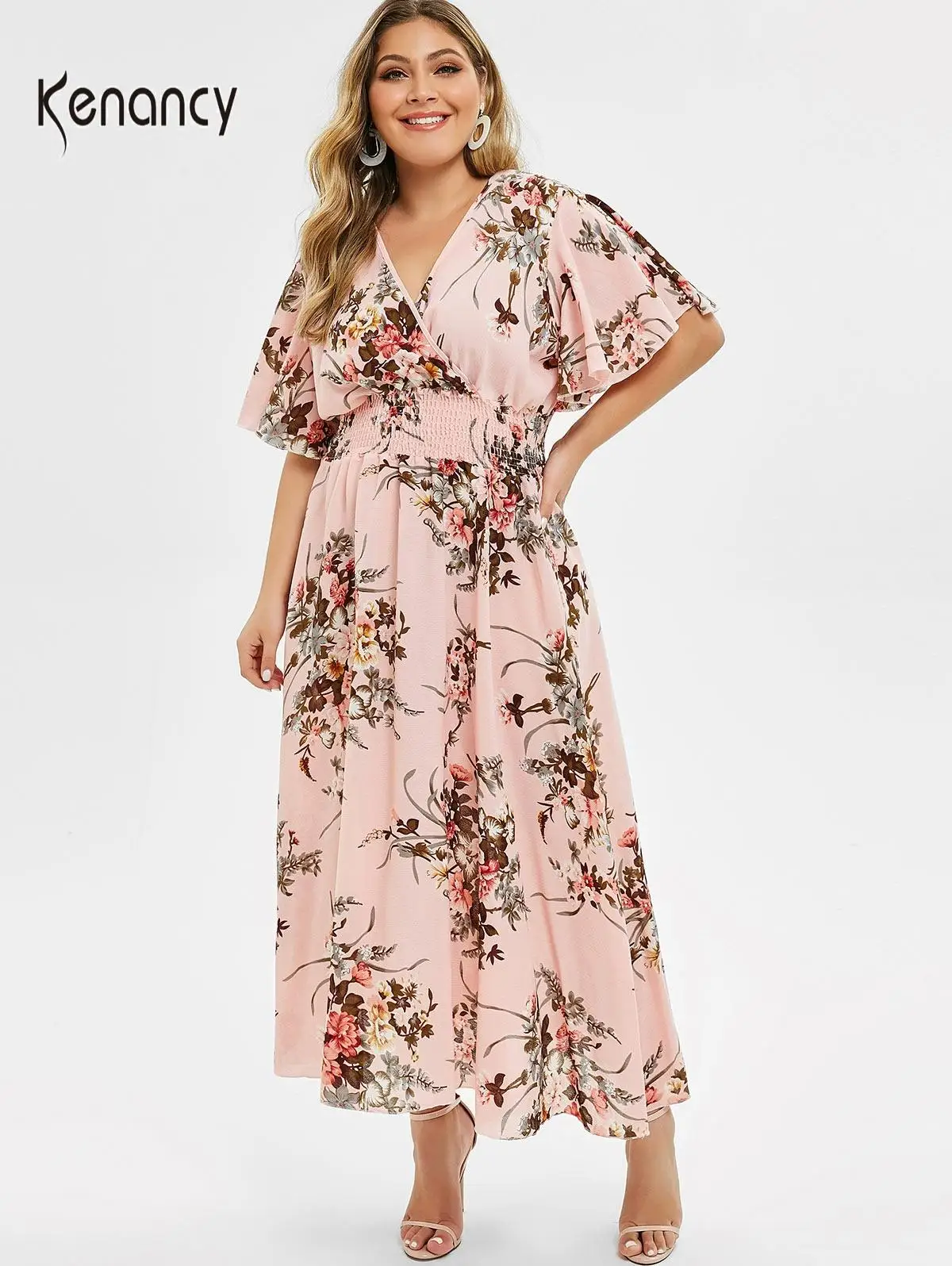 Женское богемное платье с цветочным принтом Kenancy длинное Пляжное Платье макси