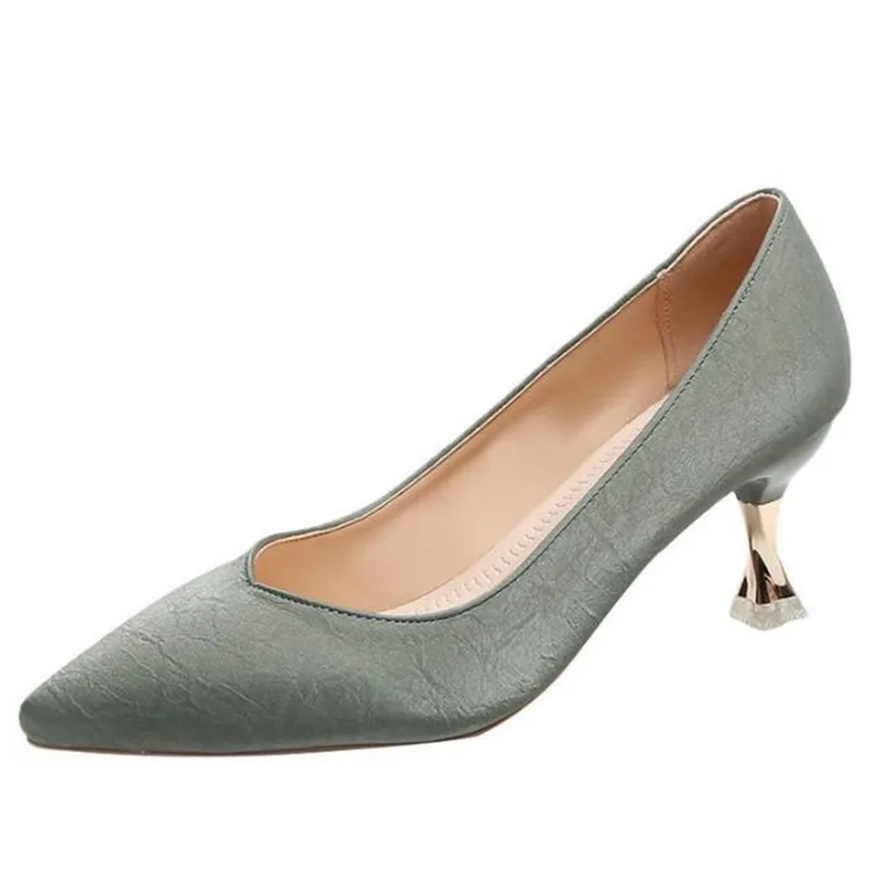 

Women Pumps Black Sexy PU Slip On 3-5CM Thin High Heels Pointed Toe Dress Sexy Party Wedding Office & Career Shallow Women Shoes