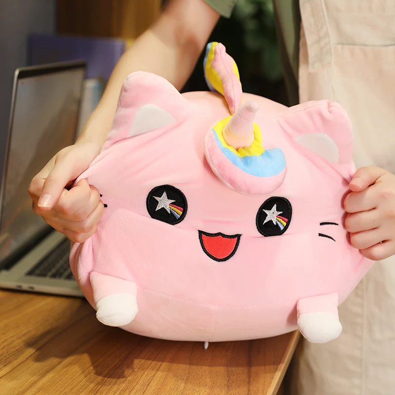 

1pc 30/60cm cute white pink unicorn cat plush hand cover fur stuffed animal pillow cushion kids gift
