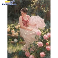 photocustom diy framed oil picture by numbers handpainted figure woman with flower acrylic paint color on canvas home wall paint