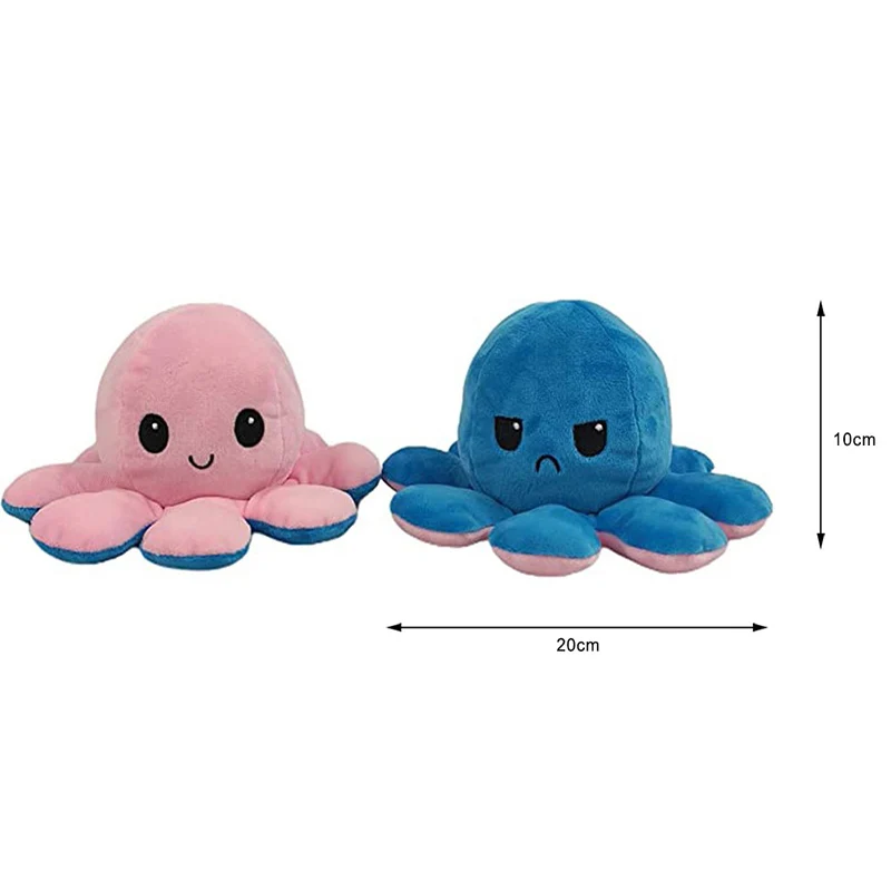 

Double Sided Flip Plush Toy Pulpos Turn Kids Birthday Gift Soft Mood Angry Happy Plush Stuffed Toys Doll Decorations for Home