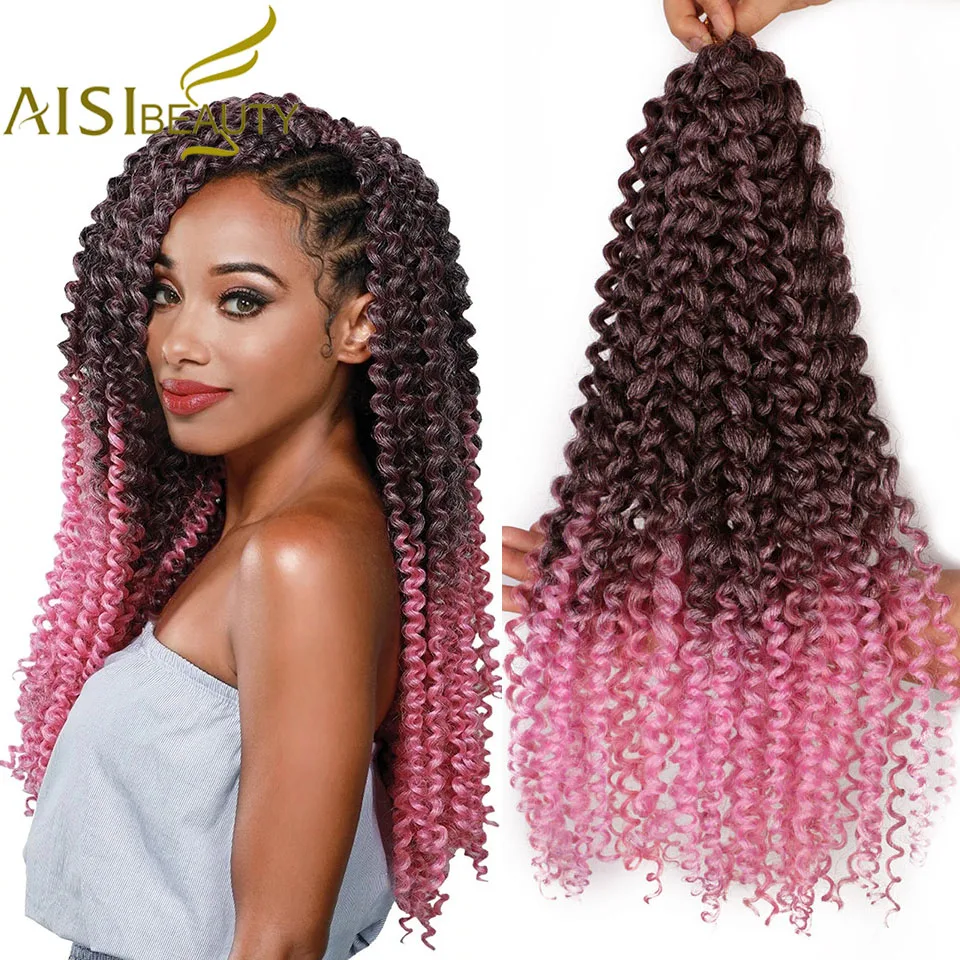 

AISI BEAUTY 18inch Passion Twist Hair Ombre Pink Bohemian Braid Crochet Braiding Synthetic Hair Extension Brown Black Color
