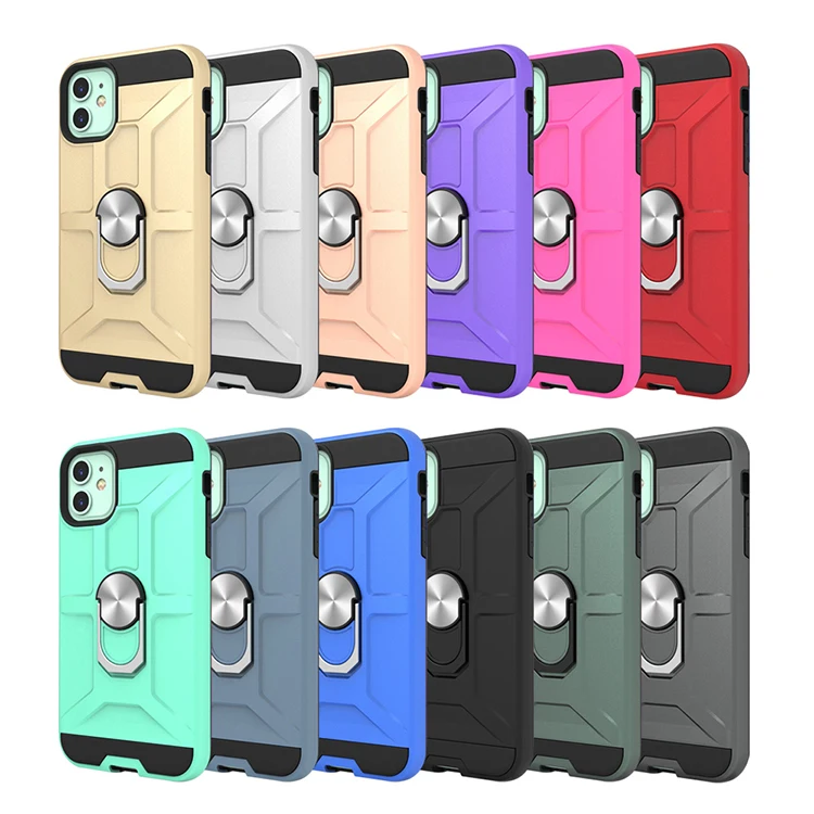 

2019 Hot sale TPU PC Hard Shockproof Magnet Cell Phone Case For iPhone 11 case with Metal Ring Holder