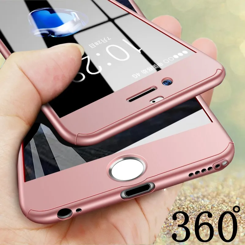 360 полный защитный чехол для iphone 6S 6 S Plus iphone SE 5S 5 S Чехол s 8plus Жесткий PC стеклянный чехол для iphone 7 8 Plus чехол для телефона s