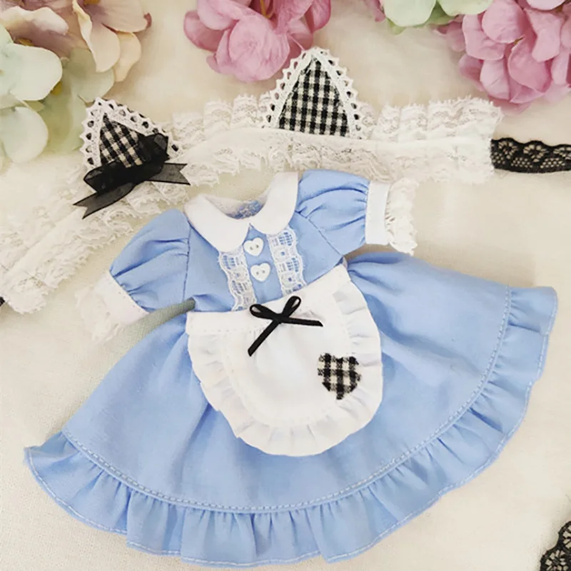 3pcs/set Blyth Doll Clothes Maid Dress+apron+hendband for blyth Azone ob24 1/6 Accessories Clothing | Игрушки и хобби