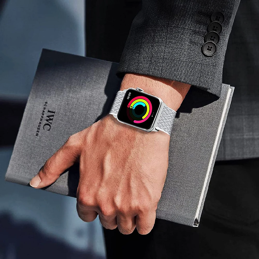 Ремешок нейлоновый для Apple Watch Band 44 мм 42 регулируемый спортивный браслет Iwatch 1 2 3 4 5