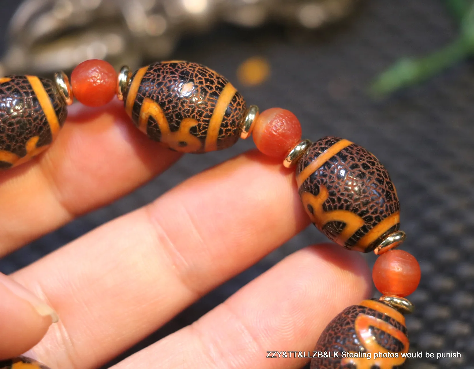 Тибетский Старый Агат Super Energy вены дракона богатство Бог тотем бусины дзи