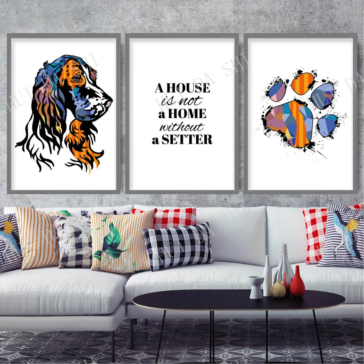 

Набор из 3 отпечатков «домик»-это не домашний английский пейзаж «лапа», многоцветная абстрактная Художественная печать, красочная собака, г...