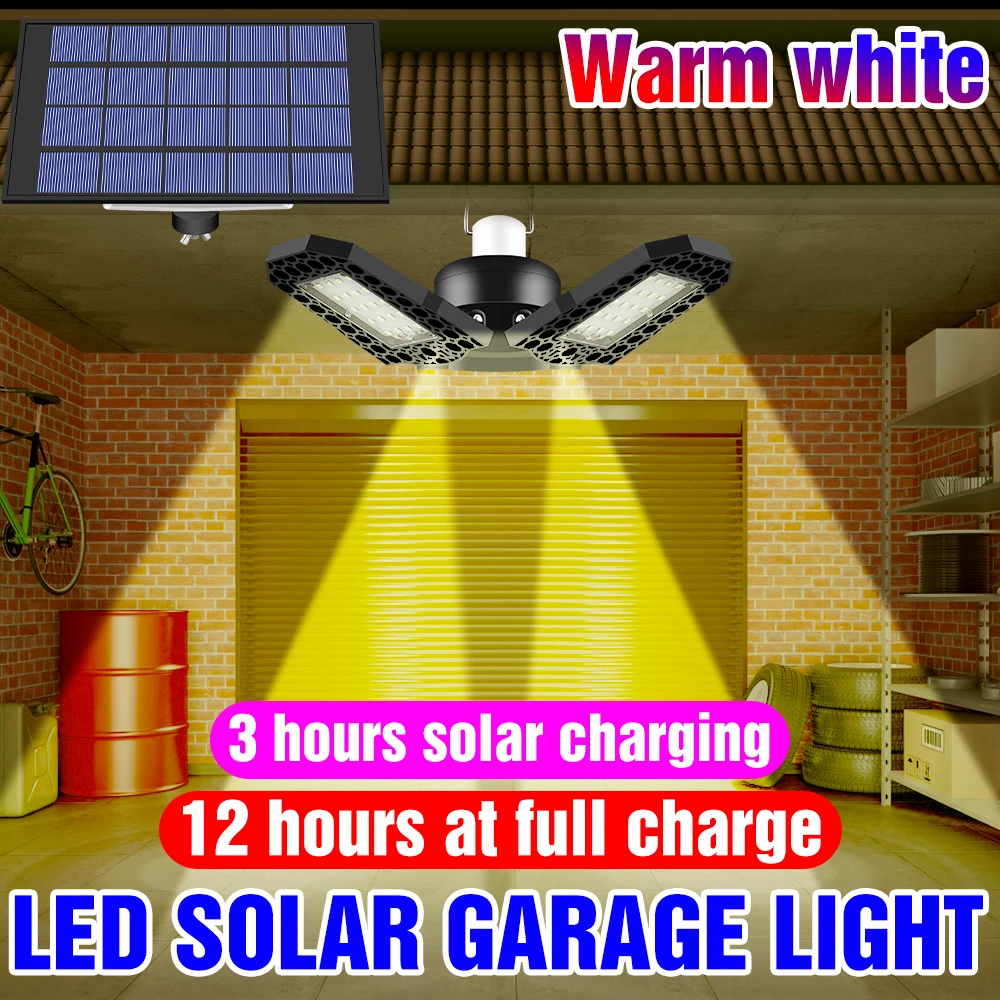 

60W 80W LED Solar Garage Light High Power Deformable Emergency Lighting Lamp 5V Solar Panel Pendant Lights Waterproof LED Bulb
