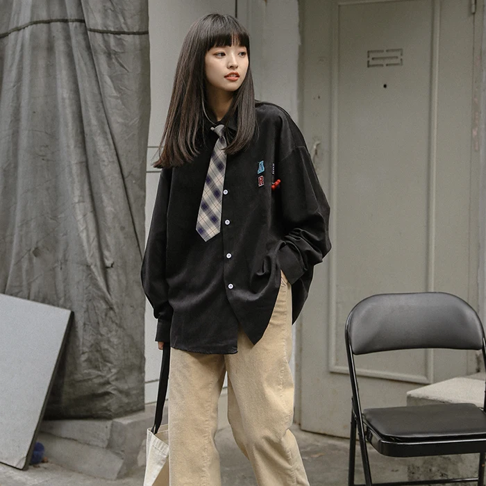 

Японская школьная форма, рубашка, милый топ с отложным воротником, Повседневная Офисная Женская Студенческая Модная рубашка в стиле Харадз...