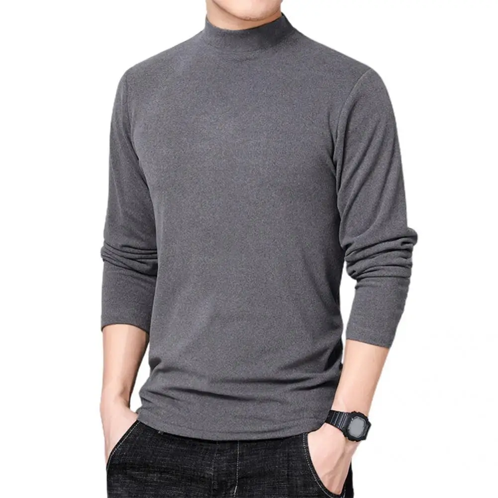 

Winter Base Shirt Anti-shrink Men Base Shirt Double-sided Plush Fit Great Thick Autumn Shirt