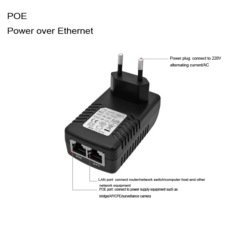 POE Power 48V 0.5A 24W Injector for IP Camera CCTV Security Surveillance PoE Supply Ethernet Adapter Phone EU Plug | Компьютеры и офис