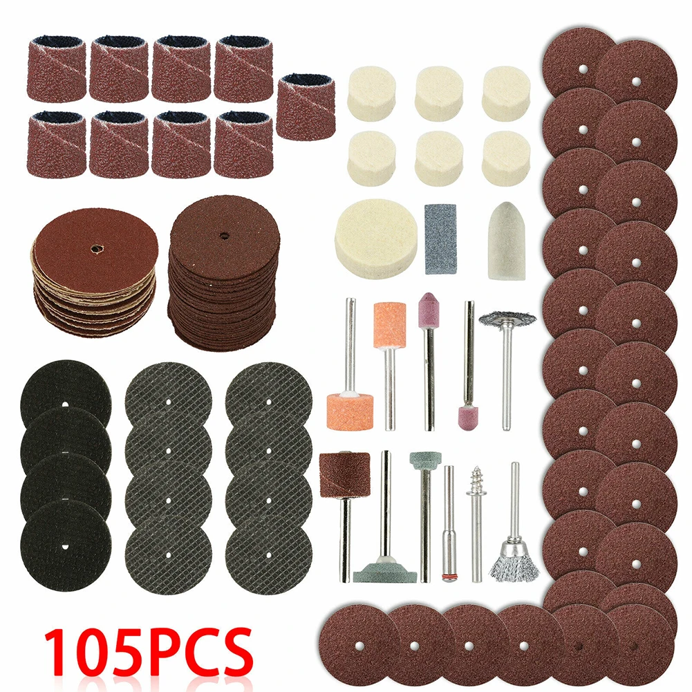

105Pcs Electric Grinder Polishing Head Sanding Disc Drill Cutting Wheel Grinding Engraving Kit Abrasive Rotary Tool Accessories
