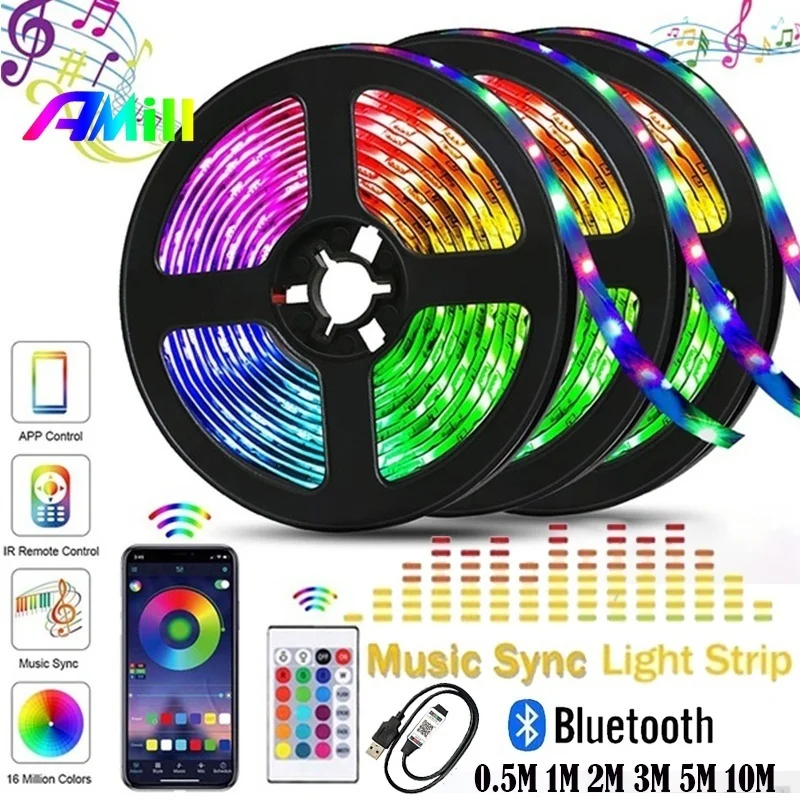 Светодиодные ленты освещения Bluetooth Luces LED RGB 5050 SMD 2835 Гибкая Водонепроницаемая
