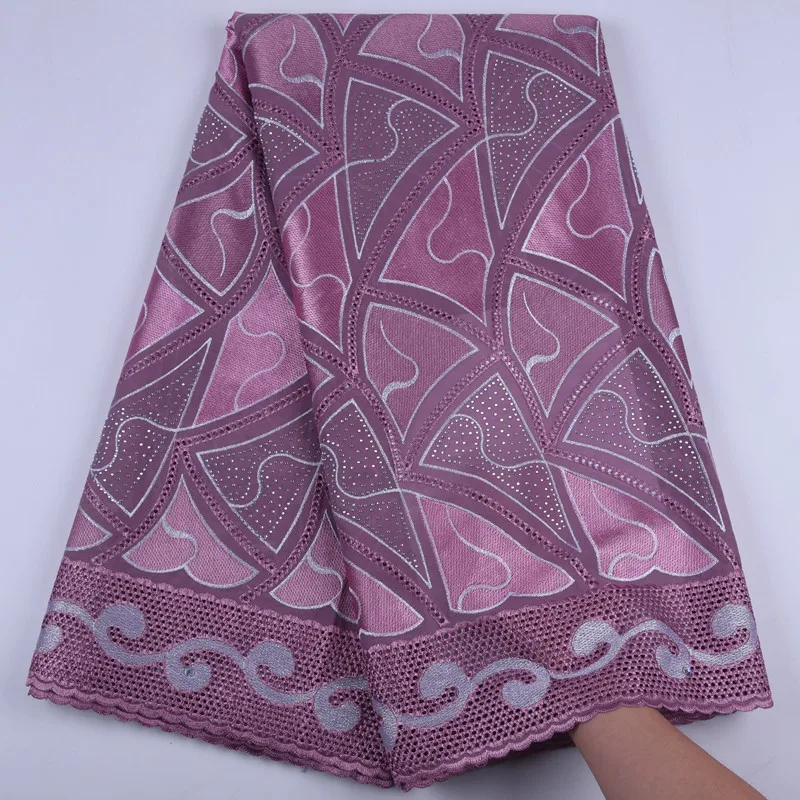 Latest African 100% Cotton Lace Fabric Nigerian Swiss Voile Switzerland With Stones For Every Party Dress 5 Yards 1718 | Дом и сад