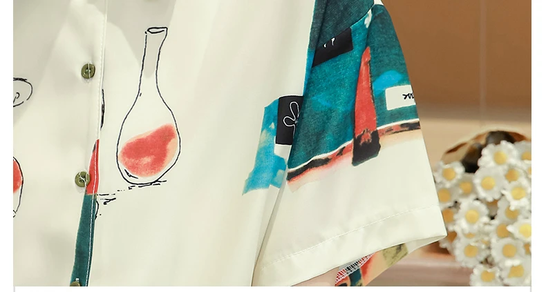 

Summer Short Sleeve Blouse Shirt Blouse Women 2021 Turn Down Collar Print Chiffon Blouse Women Tops Blusas Camisas Mujer D173