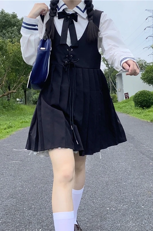 Японская мода JK униформа в студенческом стиле Бандажное с высокой талией тонкое