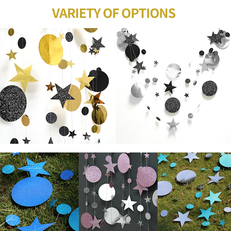 Блестящая пудра шампанское Золотая Звезда дисковая гирлянда украшения вечерние