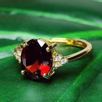 cute red zircon oval ring adjustable women gift for friends party gift free shipping