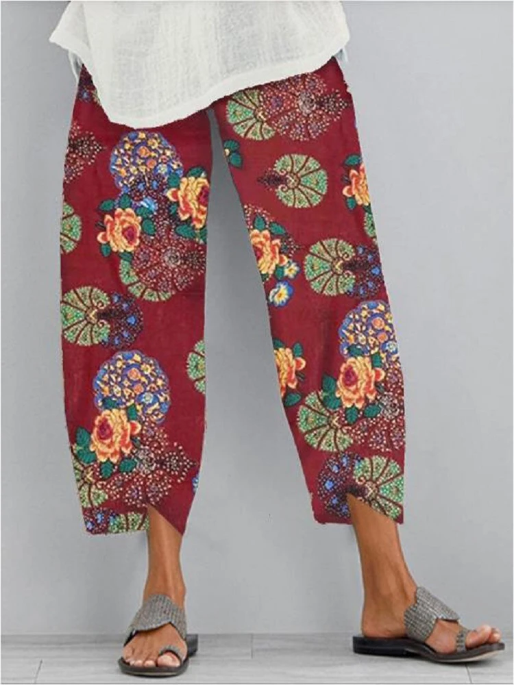

Oversized Turnip Printed Harem Pants 2021 Women Trousers Fashion Female Casual Floral Elastic Waist Long Pantalon Palazzo