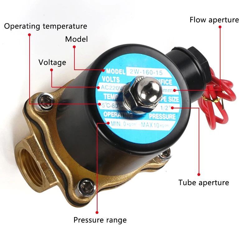 Электромагнитный клапан латунный электрический для воды масла воздуха 1/4 3/8 1/2 1 2