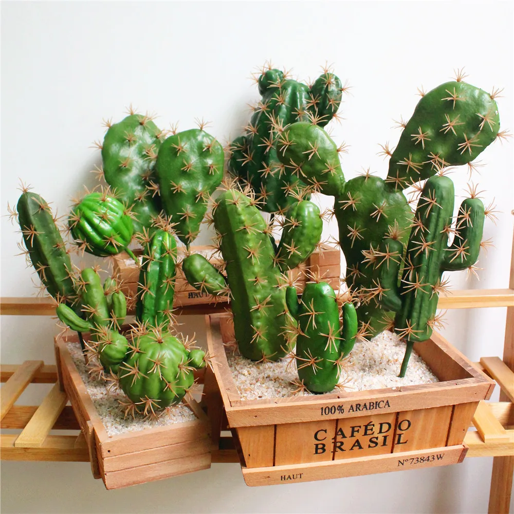 Artificial Plastic Cactus Succulents Prickly Pear Potted Plant no Pot Eco-Friendly Simulation Home Office Desktop Decoration Hot | Дом и сад