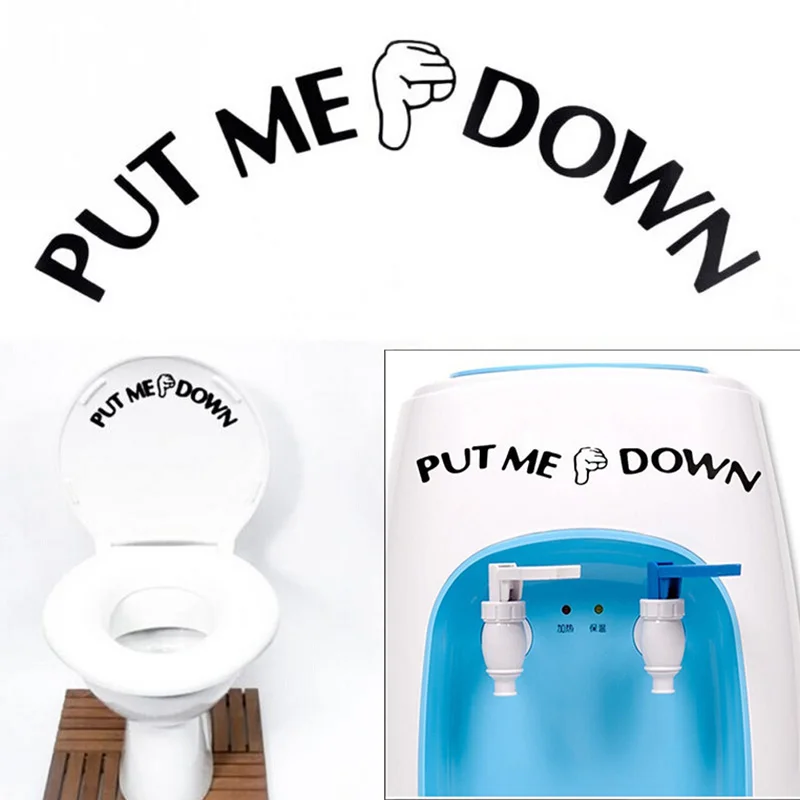 

1Pcs PUT ME DOWN Sign Popular Gesture Hand Decal Funny Bathroom Toilet Seat Wallpaper