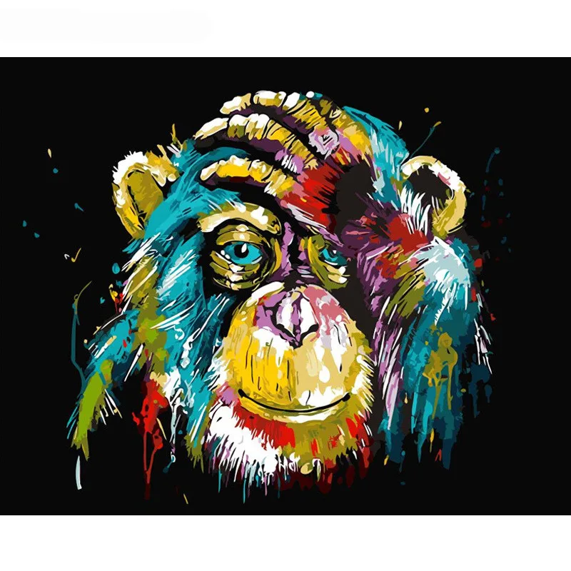 

New Contemporary and contracted Animal Adornment picture Colorful monkey Spray painting Orilla Colorful Fashion Canvas painting