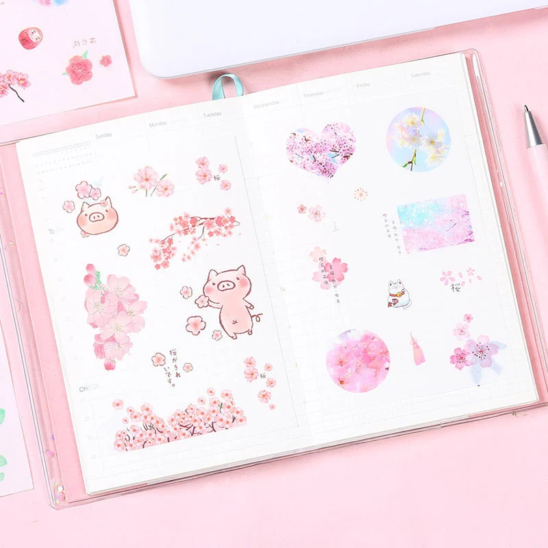 6 листов Kawaii наклейки с цветами милые канцелярские наклейки декор с кошкой наклейки для девочек DIY Скрапбукинг дневник принадлежности для альбома