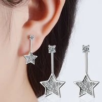 korean version of the trend womens creative long form earrings set diamond shiny star zircon ear piercing stud earrings