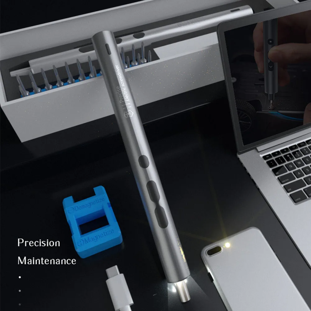 

28 In 1 With LED Light Powerful Pen Shape Electric Screwdriver Set Cordless Rechargeable Ergonomic Battery Powered USB Cable