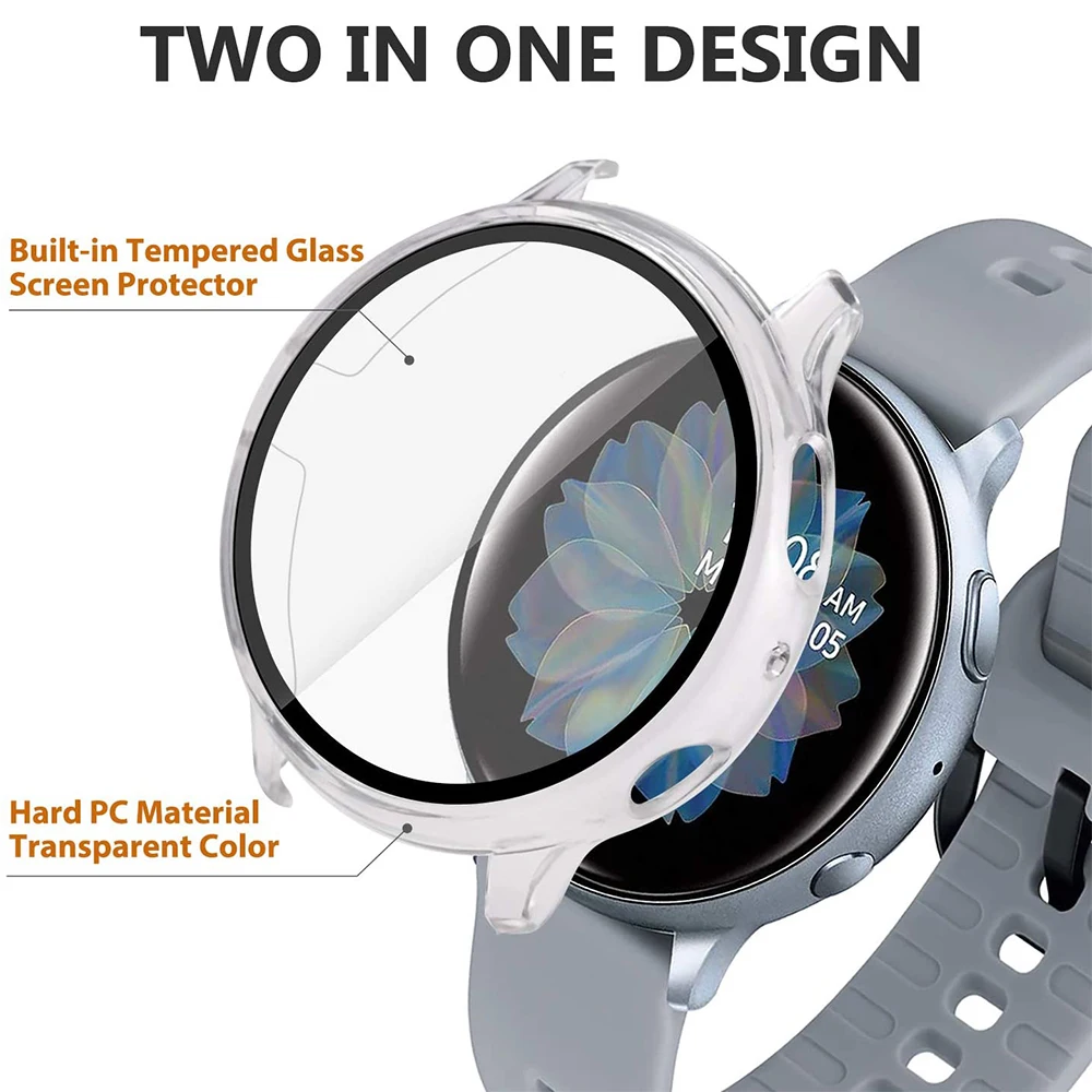 Прозрачный чехол для Samsung Galaxy Watch Active 2 Active2 40 мм 44 защитный со стеклом защитная