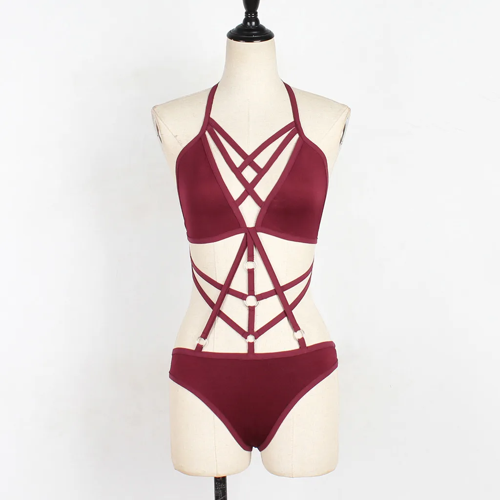 

bandagebikini 2020swimwear womensexyswimming suitbrazilianmicro bikini summerone piece swimsuit solid beachwear Biquini