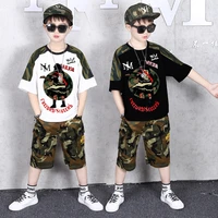 2022 new childrens summer camouflage suit boys summer clothes sports suits loose short sleeve shirt and pants 2pcs set