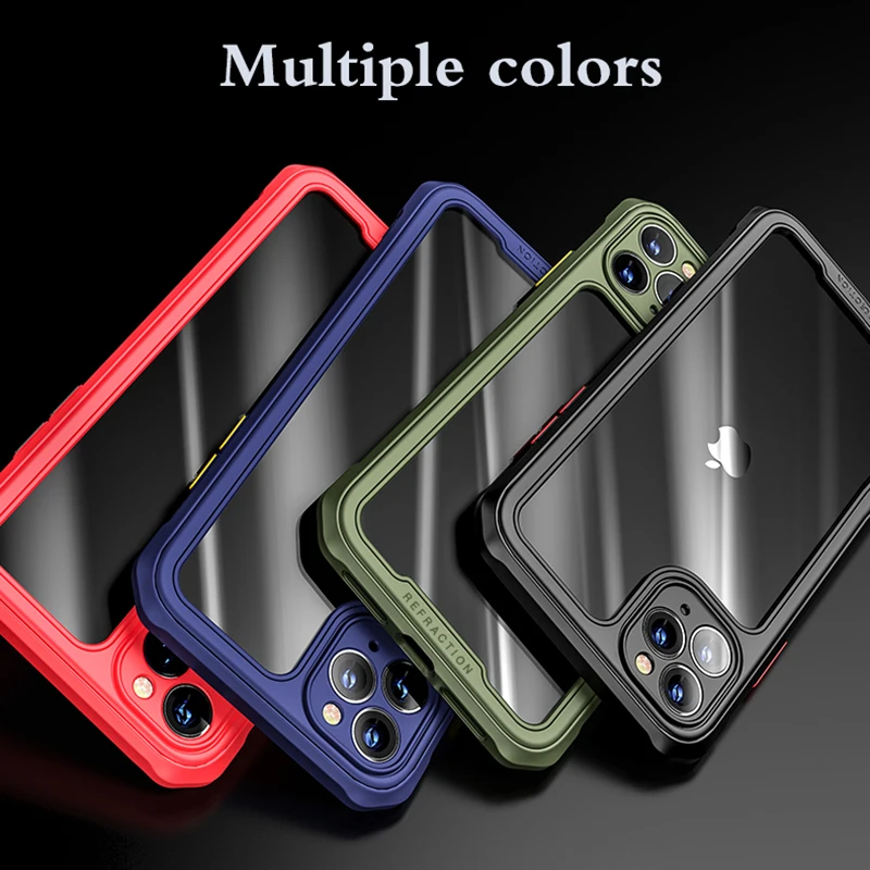 

Armor Bumper Anti Shock Silicon Phone Case For iPhone 12 11Pro Max XR XS Max X 8 7 Plus Transparent Shockproof Airbag Back cover