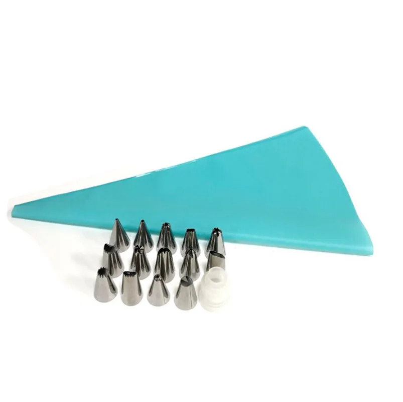 16 шт./компл. силиконовые глазурь Крем кондитерский мешок и Нержавеющая сталь