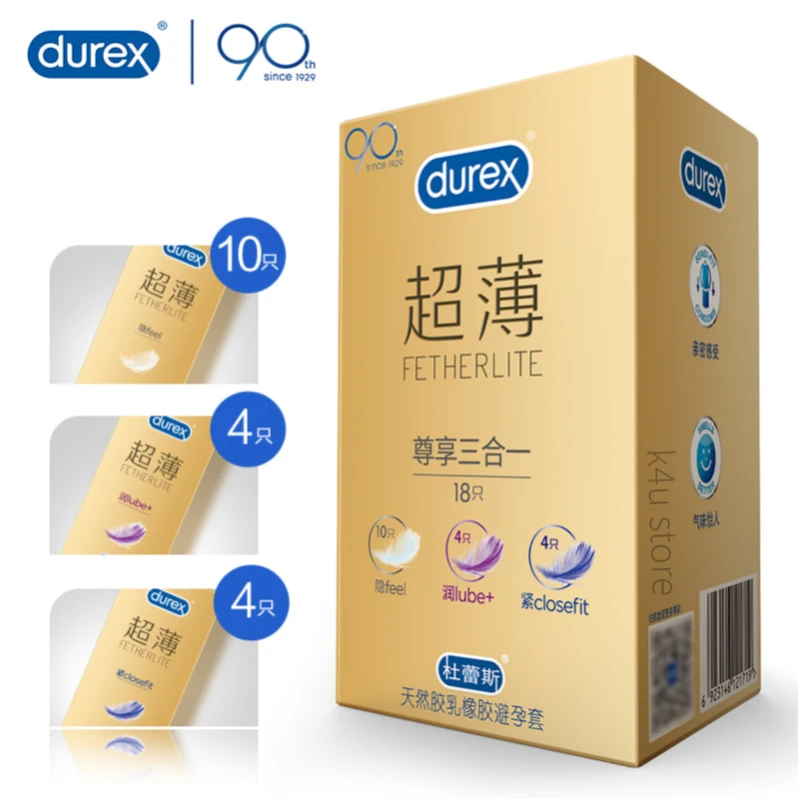 Durex 18 шт./упак. чувствовать себя смазочного Closefit Super Feeling 3 in1 презервативы ультра