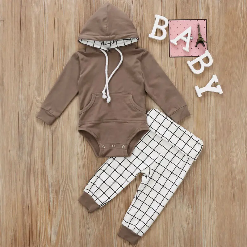 

Cute 2PCS Newborn Kids Baby Boy Hooded Romper Long Pants Outfits Toddler Clothes Set
