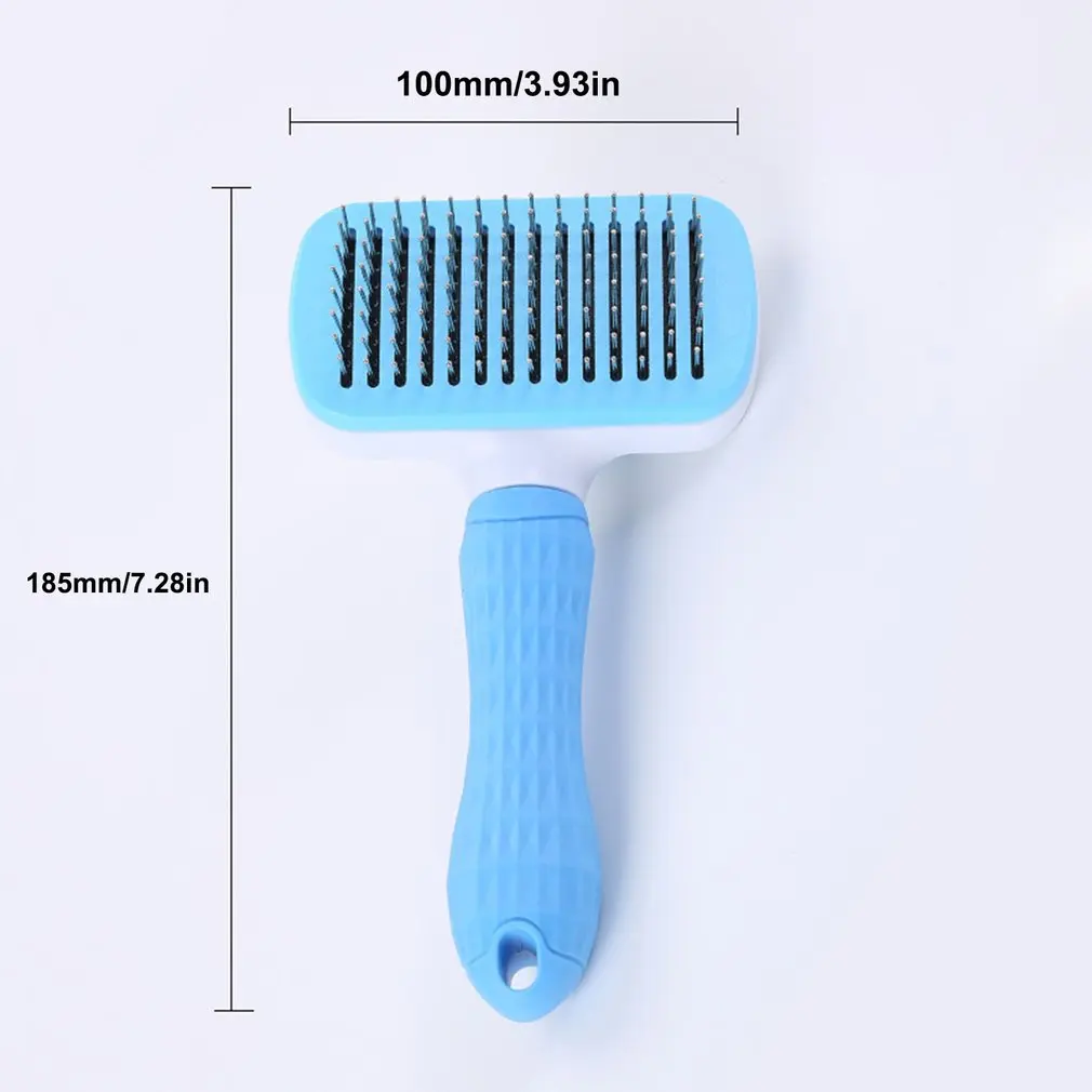 

Hot High Quality Pet Cleaning Brush Self Cleaning Massage Comb With Anti Skid Button One Click Cleaning Tight Needle