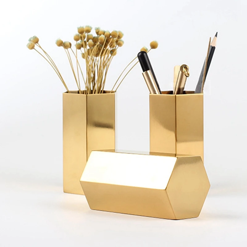 

Six-sided Diamond Shape Storage Tube Household Office Stationery Pen Holder Desk Makeup Cup Cylindrical Lipstick Brush Organizer