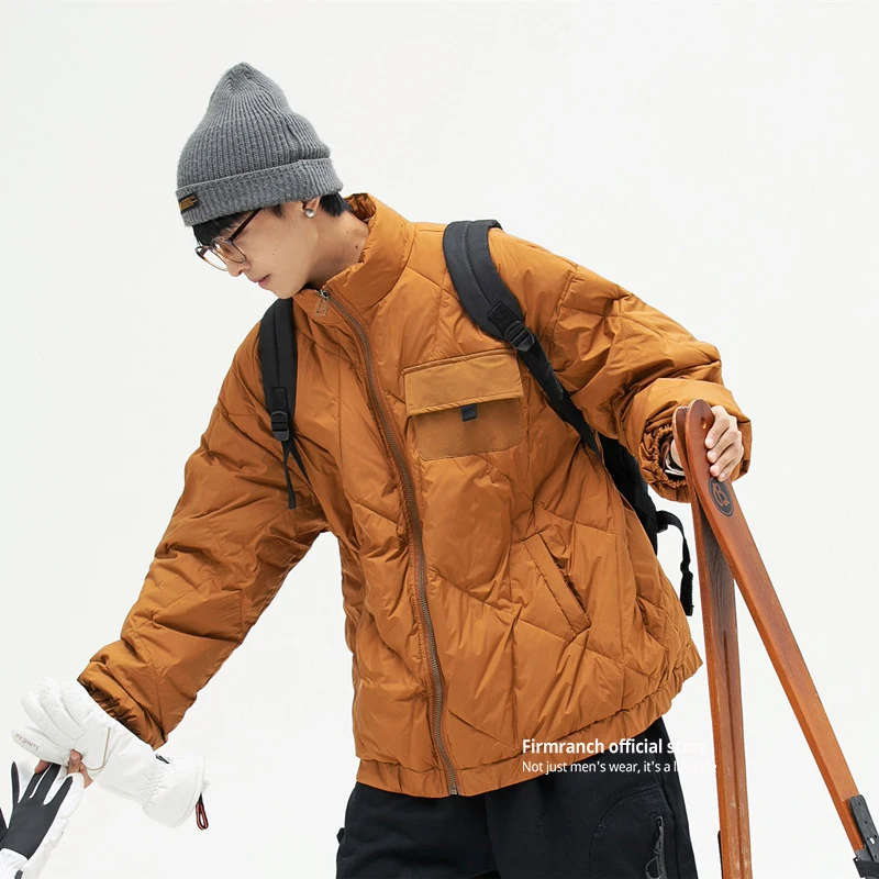 

Зимняя черная/кофейная пуховая куртка firmранчо 2021, мужское японское повседневное пальто, однотонные куртки 2XL, Канада, Молодежная