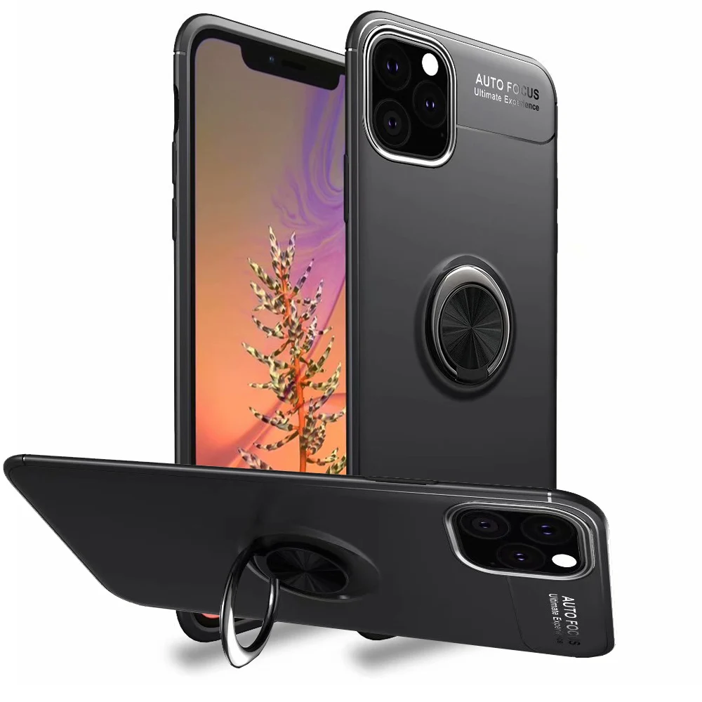 360 градусов вращение кольцо держатель мягкий ТПУ Матовая крышка корпуса для iPhone 11