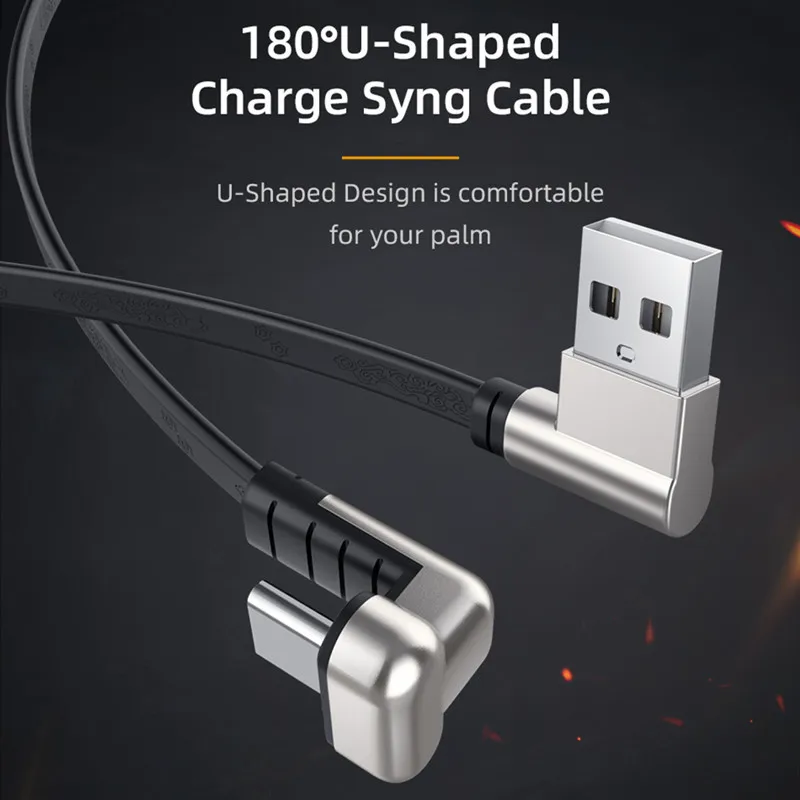 Кабель USB C 2.1A 90 градусов игровой кабель для Samusng Huawei P40 5G шнур быстрой зарядки