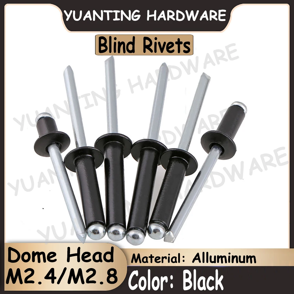 

30Pcs M2.4 M2.8 Black Aluminum Blind Rivet Pull Nails Tool Round Head Self-plugging Rivet
